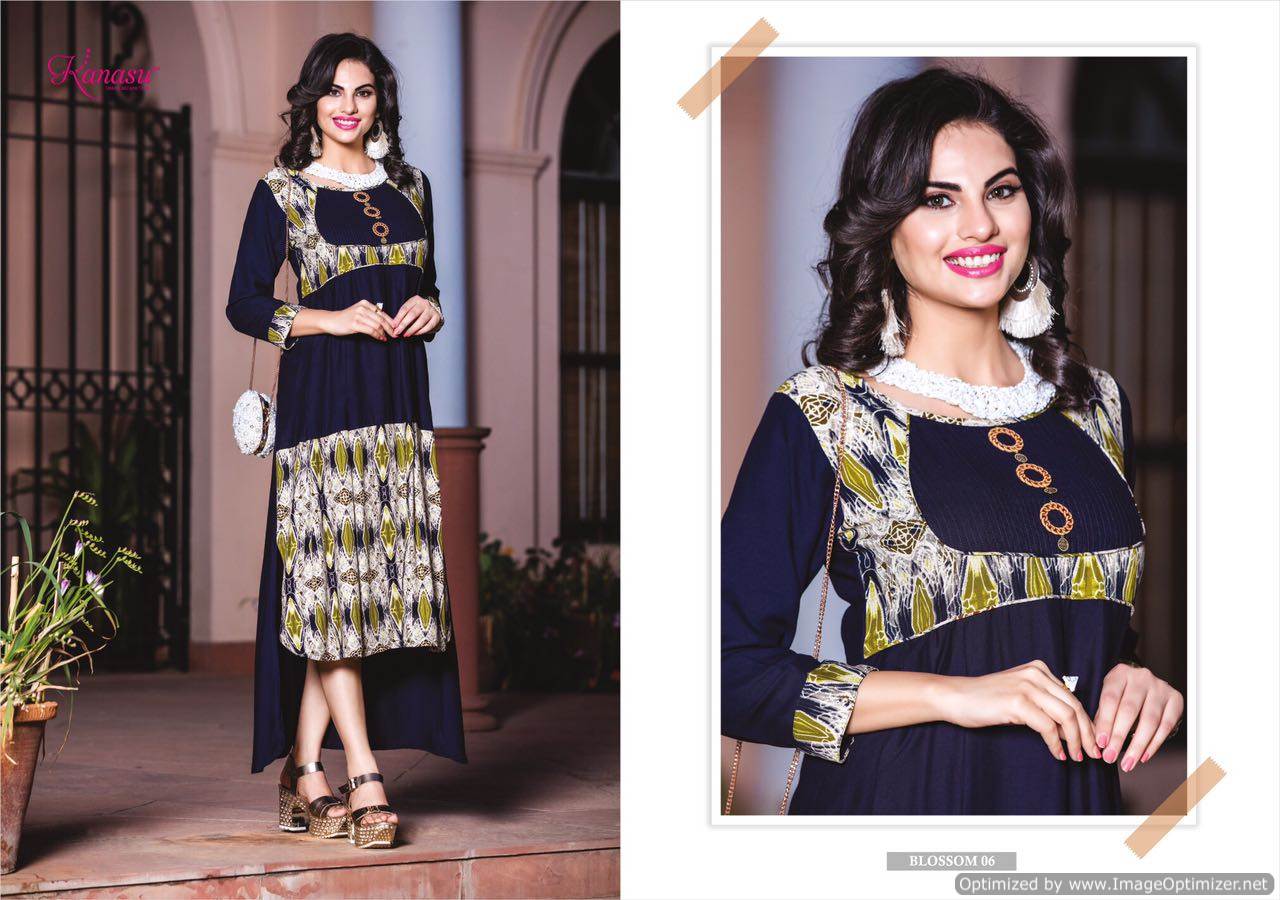 Kanasu Fashion Blossom Rayon Designer Kurti Catalogue