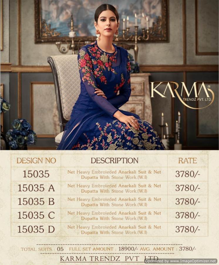 Karma 15035 Embroidery Salwar Kameez Catalogue