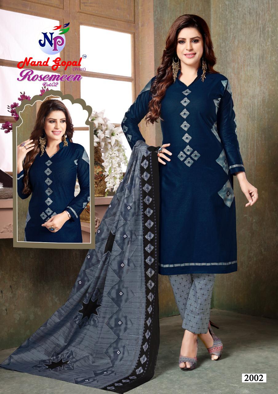 Rosemeen Vol 2 By Nand Gopal Cotton Dress Materials Catalogue