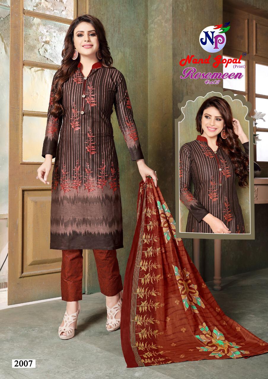 Rosemeen Vol 2 By Nand Gopal Cotton Dress Materials Catalogue