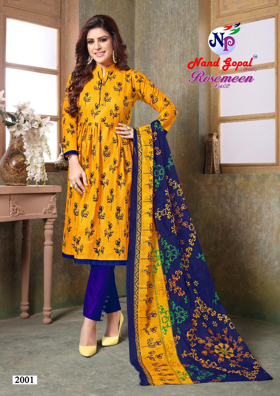 Rosemeen Vol 2 By Nand Gopal Cotton Dress Materials Catalogue
