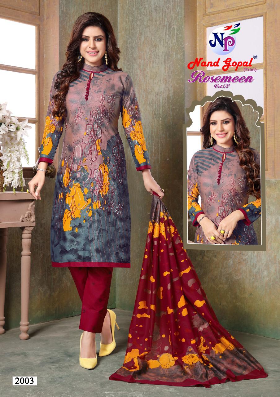 Rosemeen Vol 2 By Nand Gopal Cotton Dress Materials Catalogue