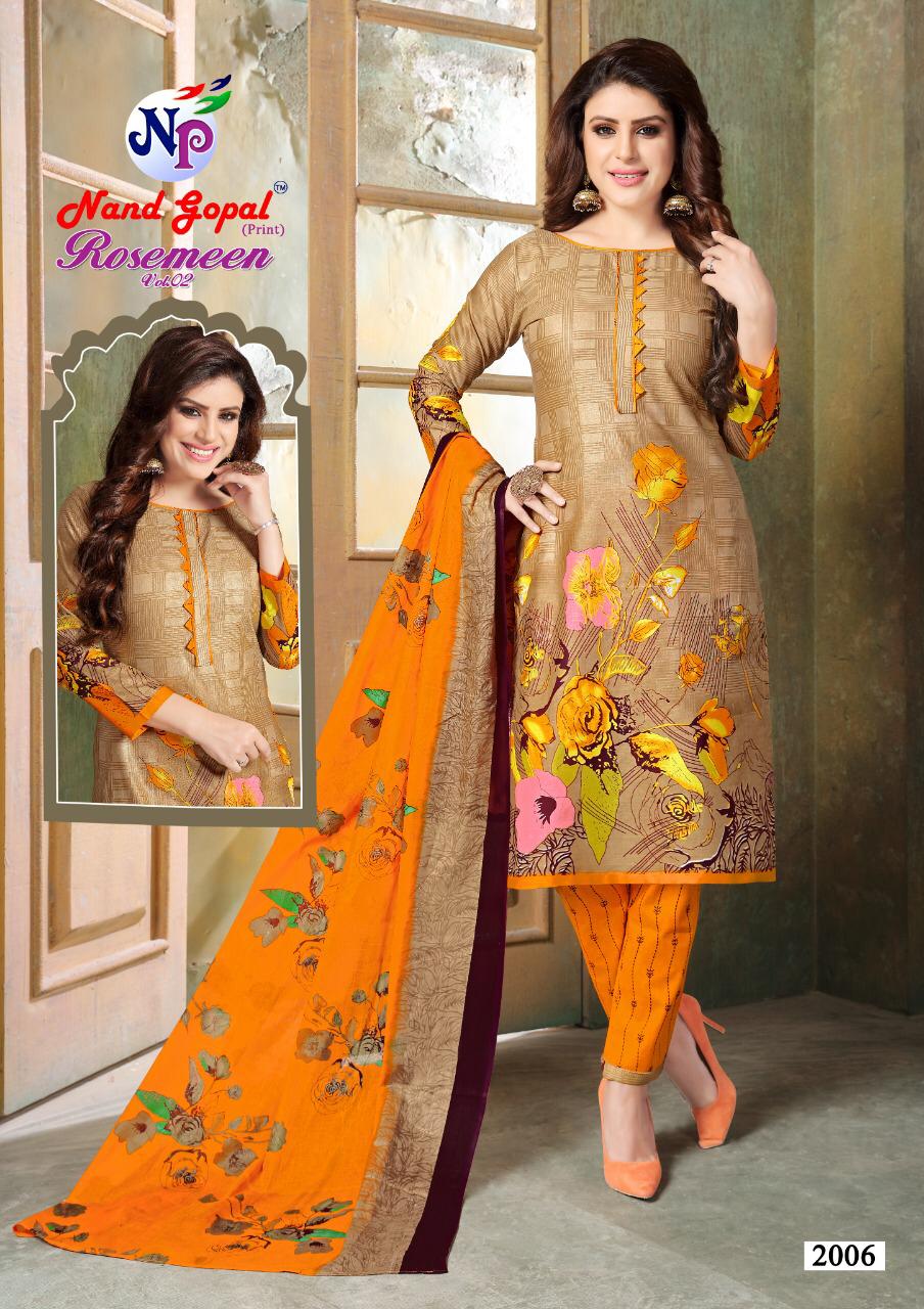 Rosemeen Vol 2 By Nand Gopal Cotton Dress Materials Catalogue