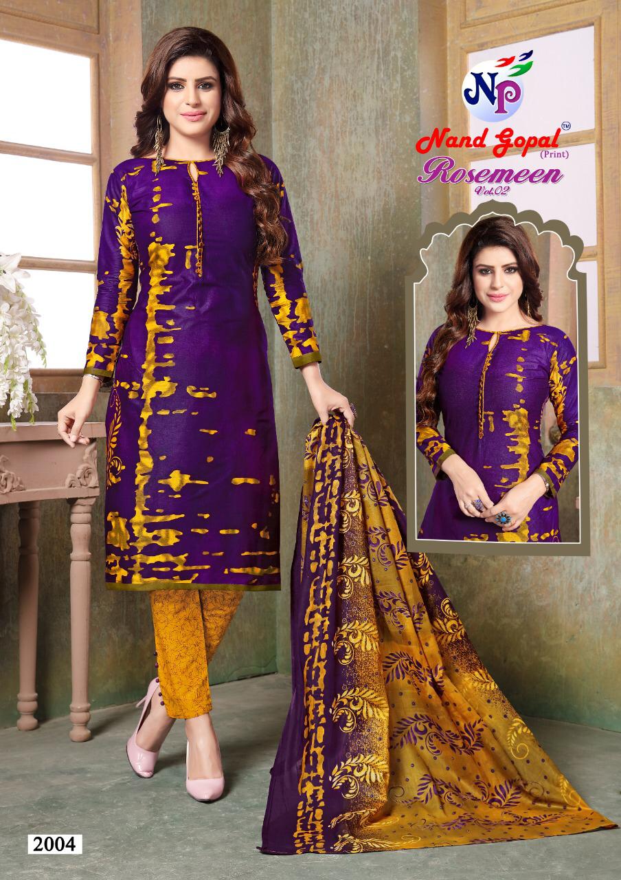 Rosemeen Vol 2 By Nand Gopal Cotton Dress Materials Catalogue