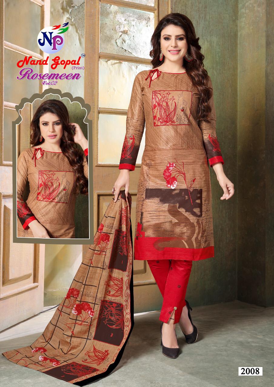 Rosemeen Vol 2 By Nand Gopal Cotton Dress Materials Catalogue