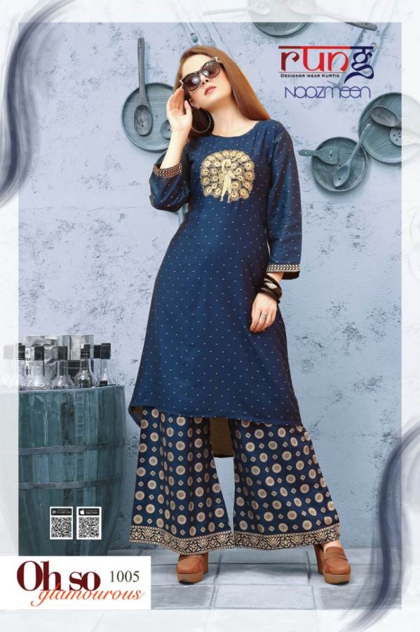 Naazmeen By Rung Fashion Party Wear Kurti With Bottom Catalogue
