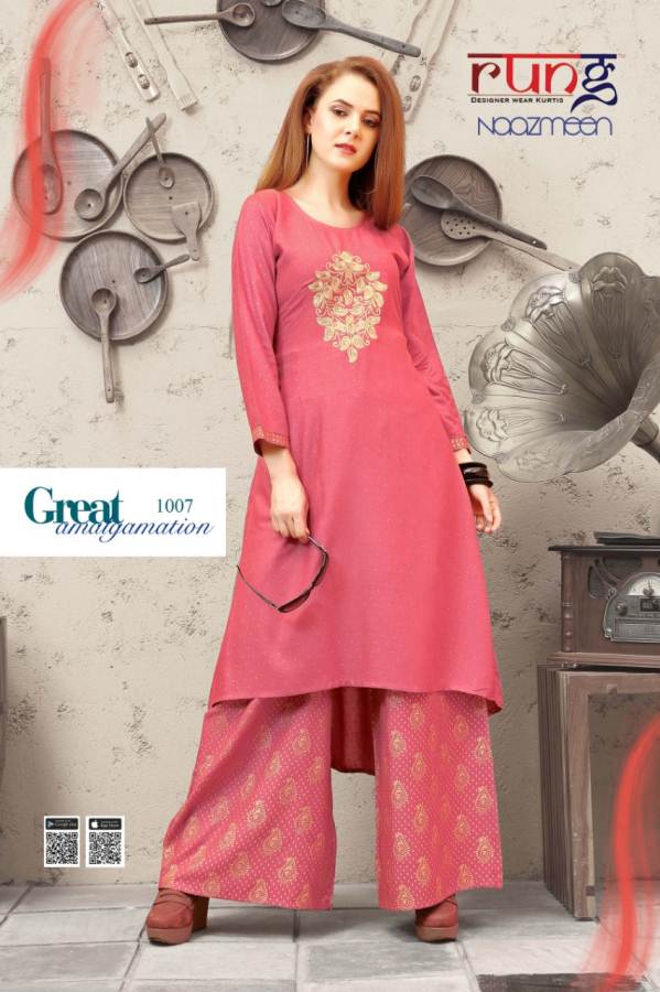 Naazmeen By Rung Fashion Party Wear Kurti With Bottom Catalogue