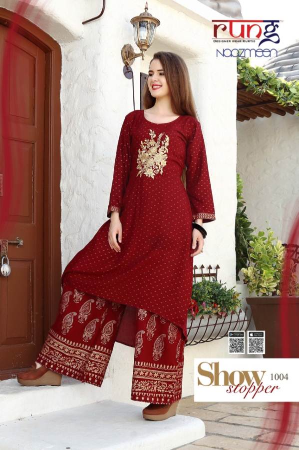 Naazmeen By Rung Fashion Party Wear Kurti With Bottom Catalogue