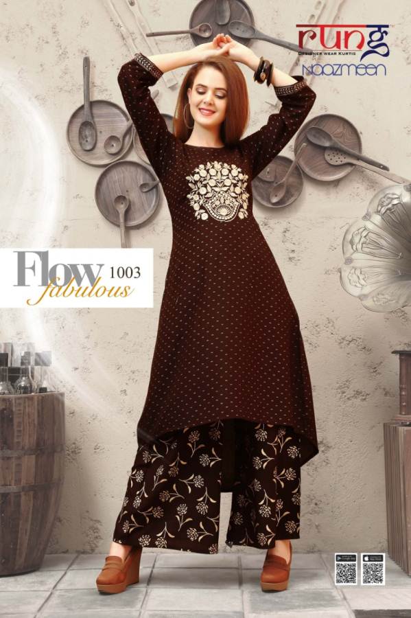 Naazmeen By Rung Fashion Party Wear Kurti With Bottom Catalogue