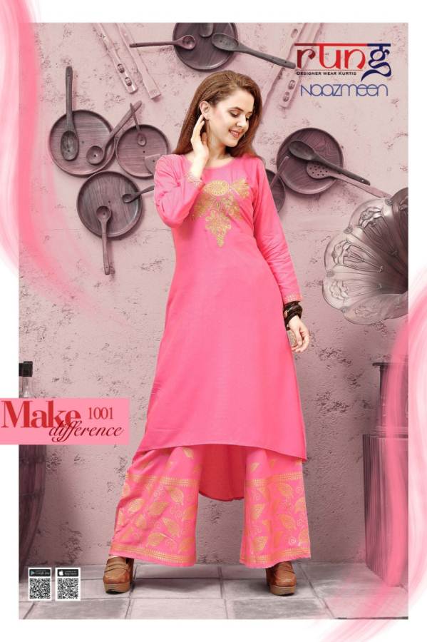 Naazmeen By Rung Fashion Party Wear Kurti With Bottom Catalogue