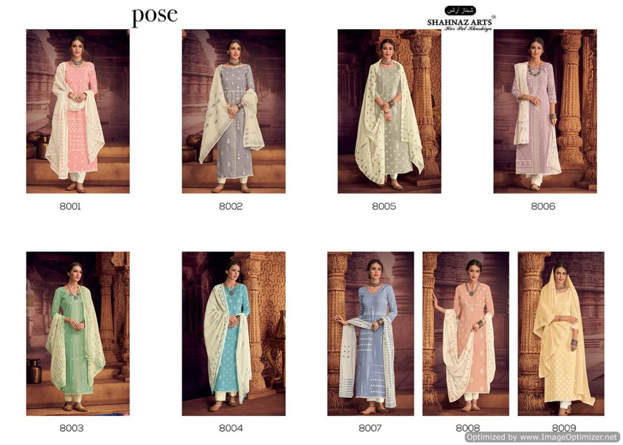 Pose By Shahnaz Arts Designer Dress Materials Catalogue