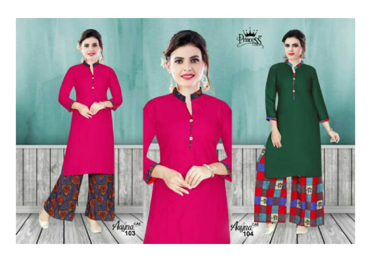 Aayna Jagdamba Export Designer Kurti With Palazzo Catalogue