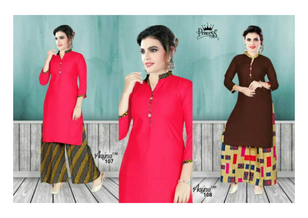 Aayna Jagdamba Export Designer Kurti With Palazzo Catalogue