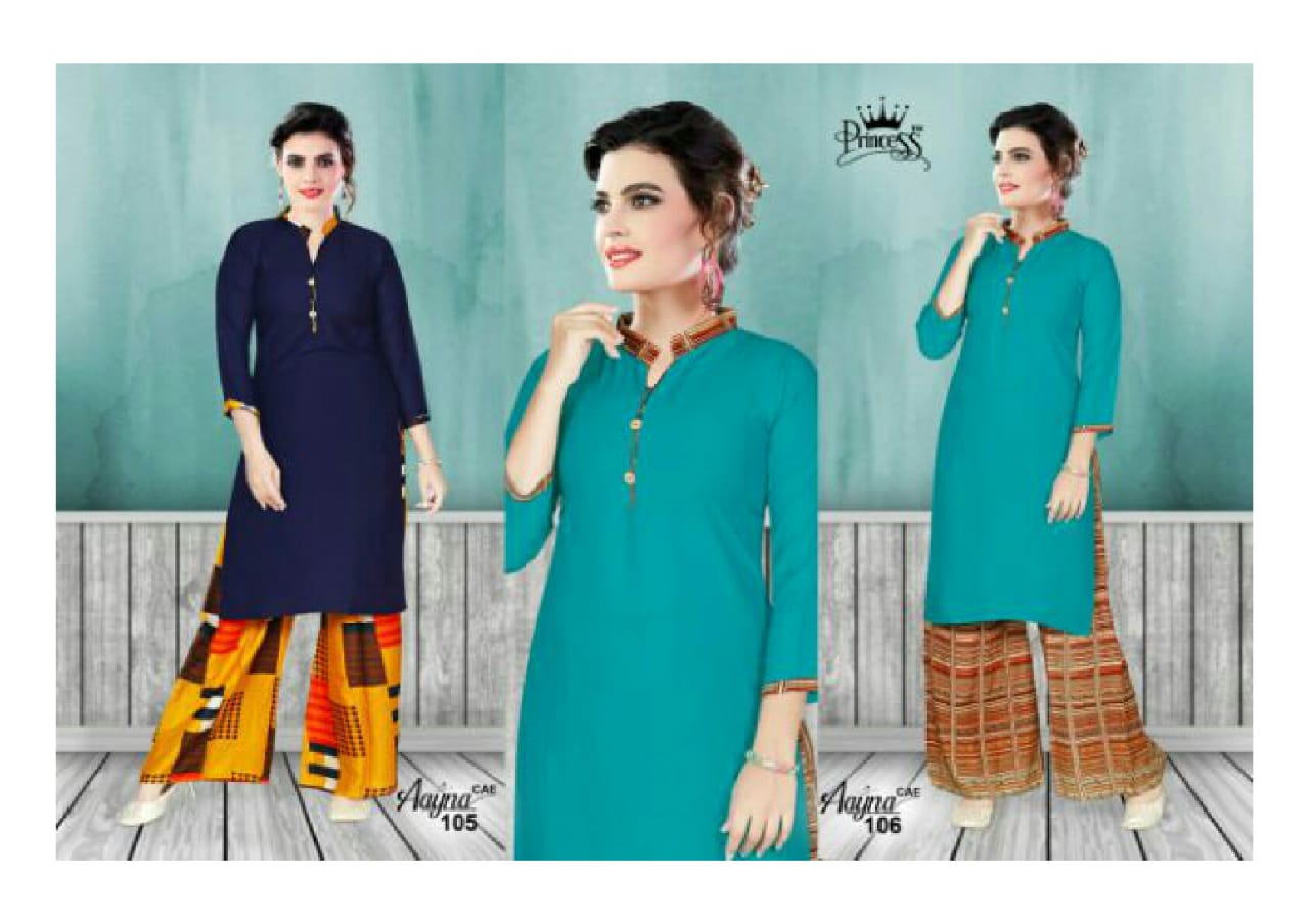 Aayna Jagdamba Export Designer Kurti With Palazzo Catalogue