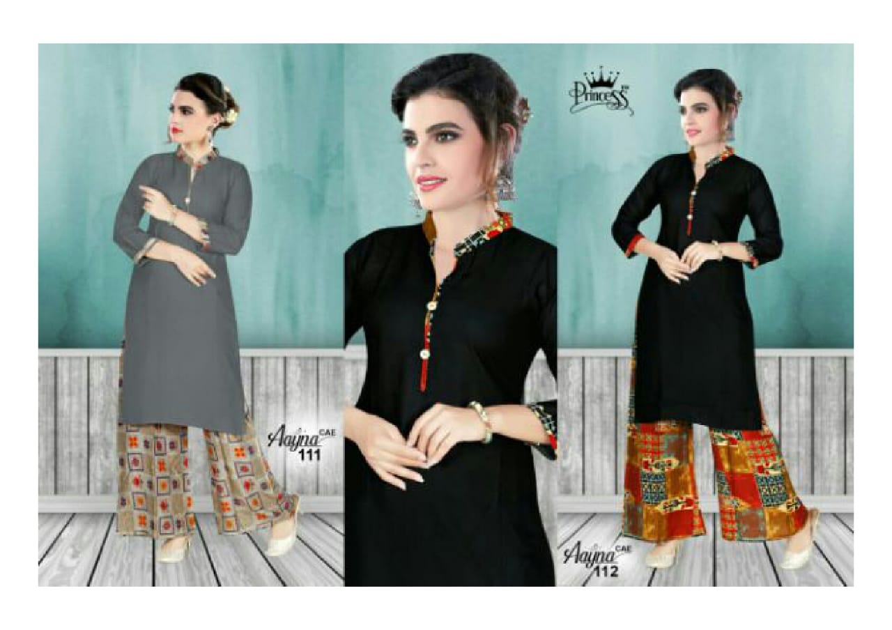 Aayna Jagdamba Export Designer Kurti With Palazzo Catalogue