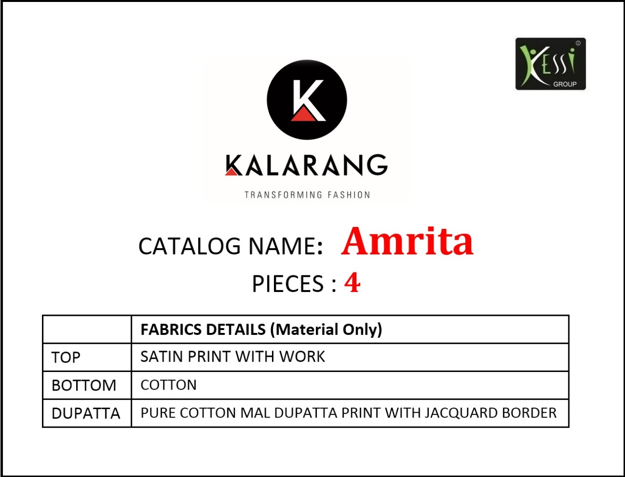 Amrita By Kalarung Fashion Designer Dress Materials Catalogue