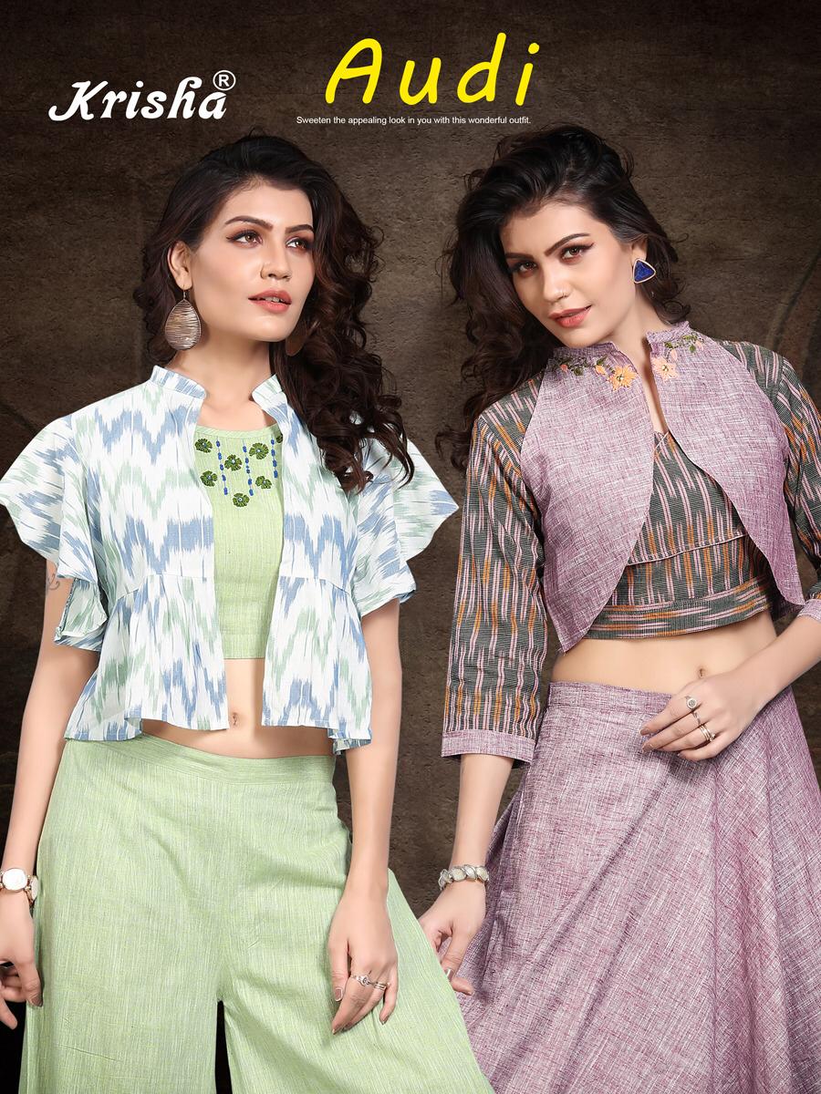 Krisha Fashion By Audi Cotton Kurti With Pant Collections.