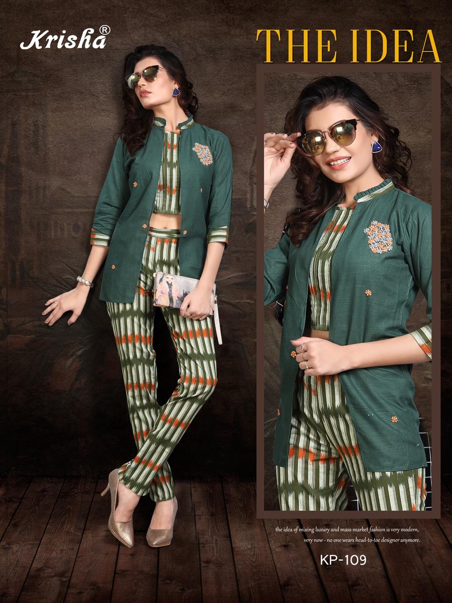 Krisha Fashion By Audi Cotton Kurti With Pant Collections.