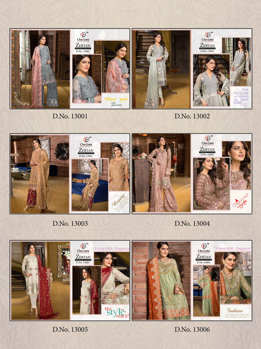 Zebtan By Charizma Designer Palazzo Salwar Kameez Catalogue