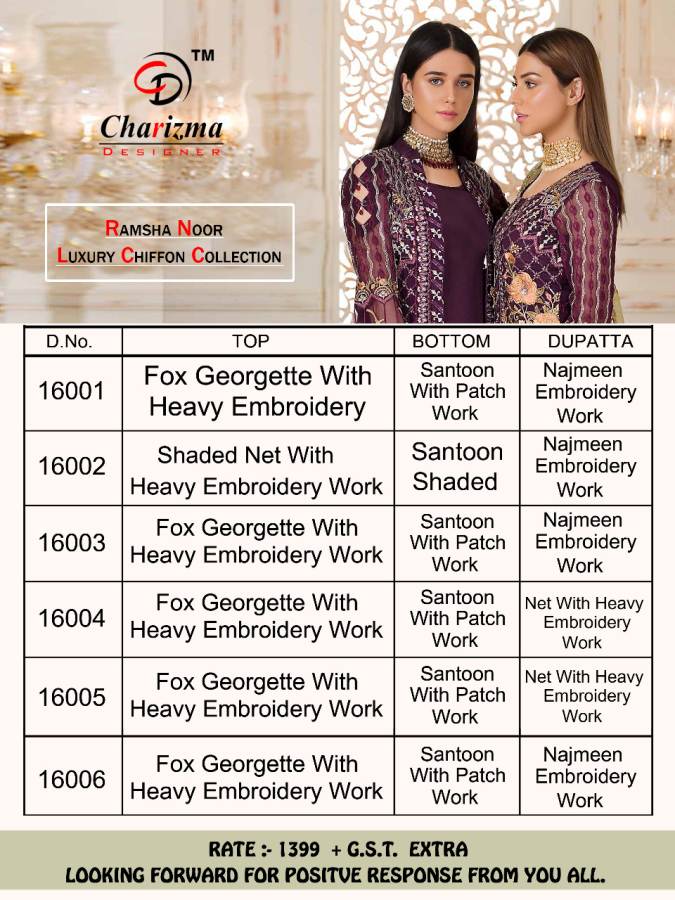 Ramsha Noor By Charizma Pakistani Salwar Suit Catalogue