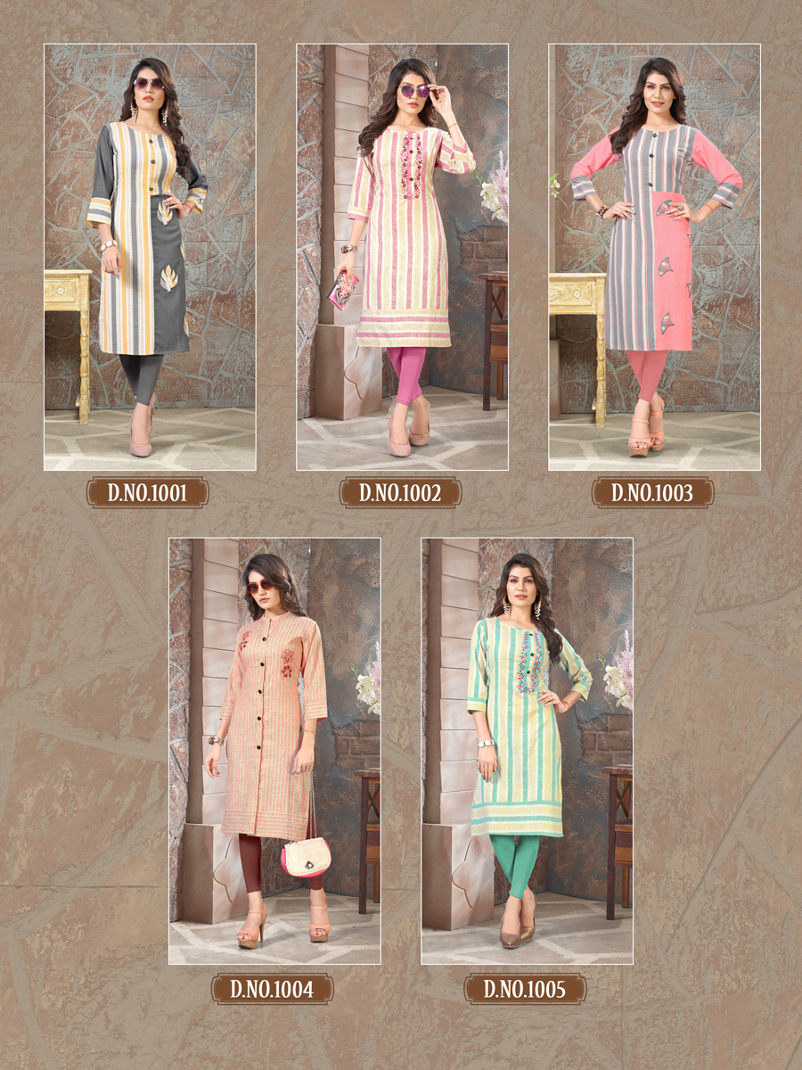 Kodas By Dolly Strips Causal Wear Kurtis Catalogue