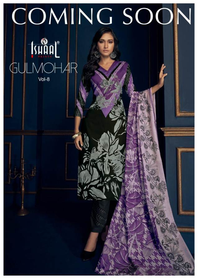 Gulmohar Vol 8 By Ishaal Prints Designer Dress Materials Catalogue