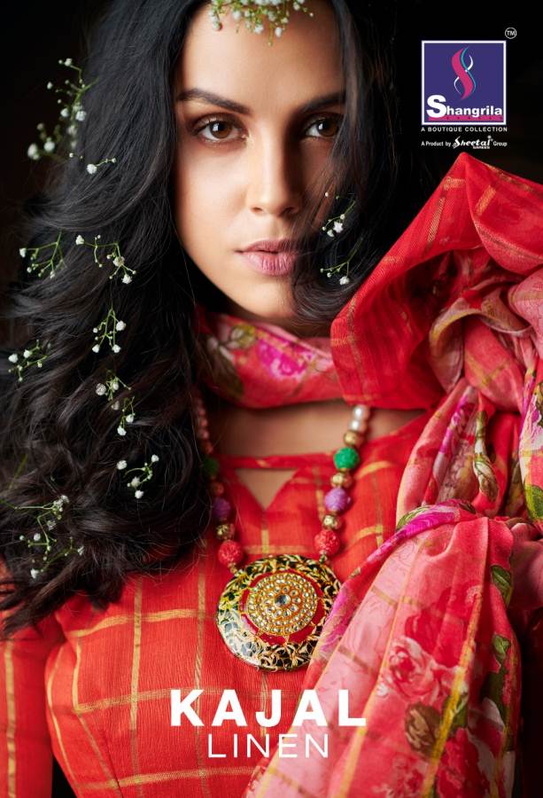 Kajal By Shangrila Linen Printed Sarees Catalogue