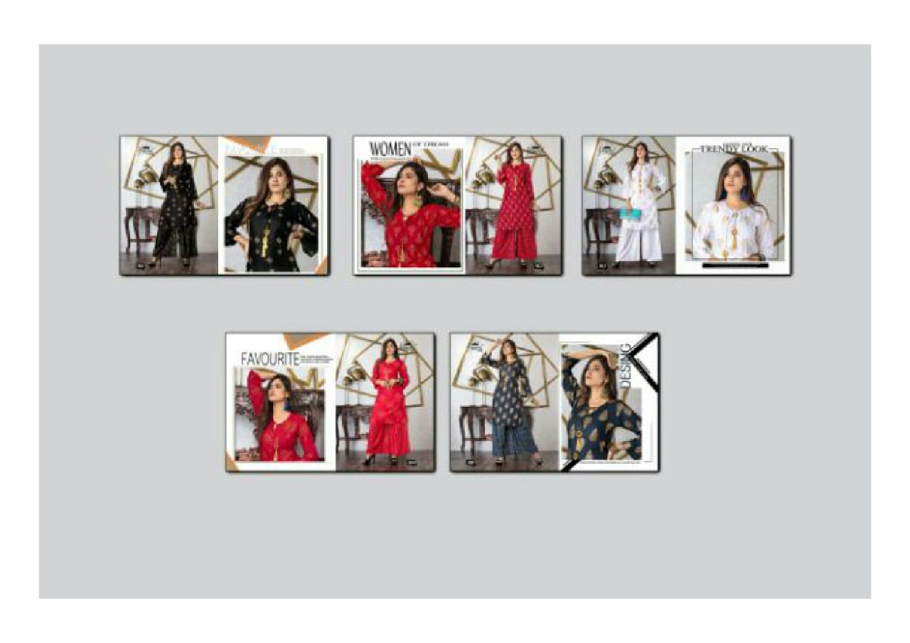 Nature By Jagdamba Fashion Designer Printed Kurti Palazzo Catalogue