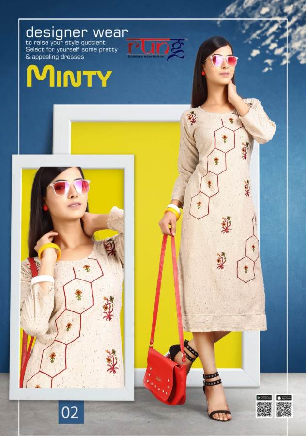 Minty Rung Rayon Causal Wear Kurti Catalogue