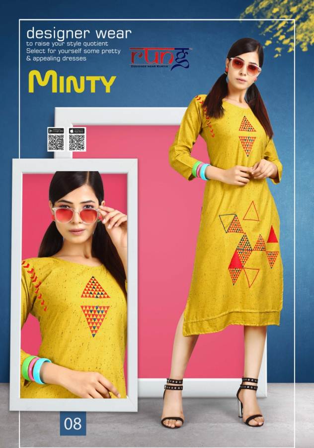 Minty Rung Rayon Causal Wear Kurti Catalogue