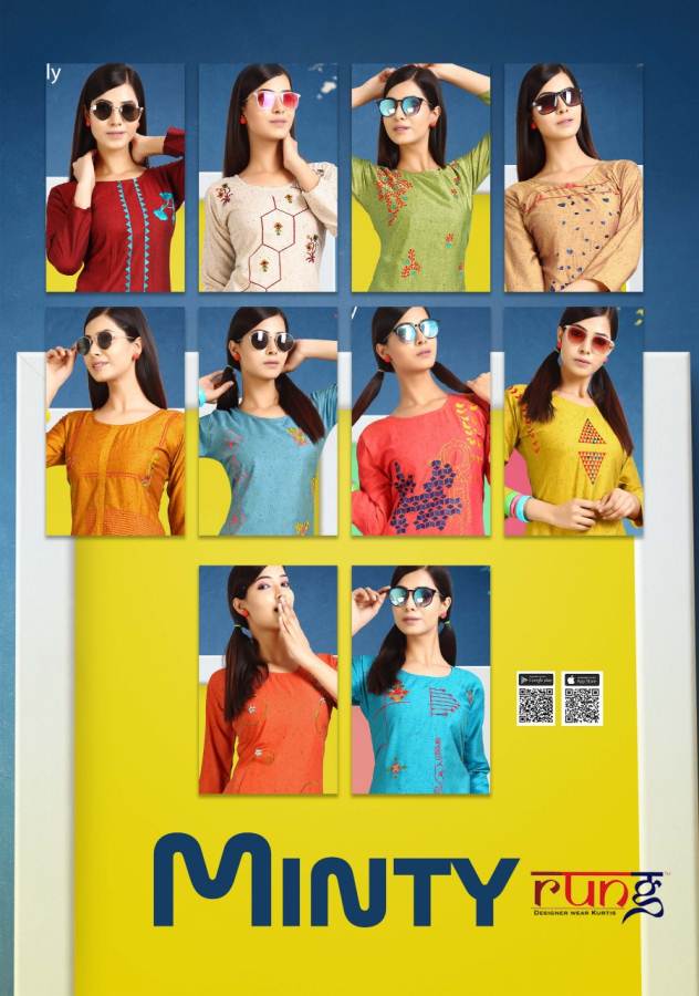 Minty Rung Rayon Causal Wear Kurti Catalogue