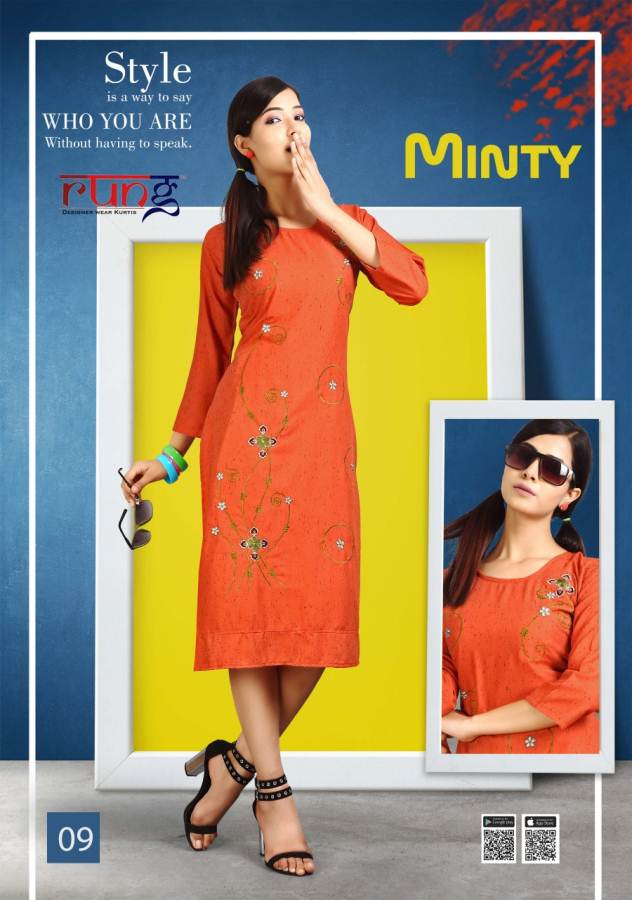 Minty Rung Rayon Causal Wear Kurti Catalogue