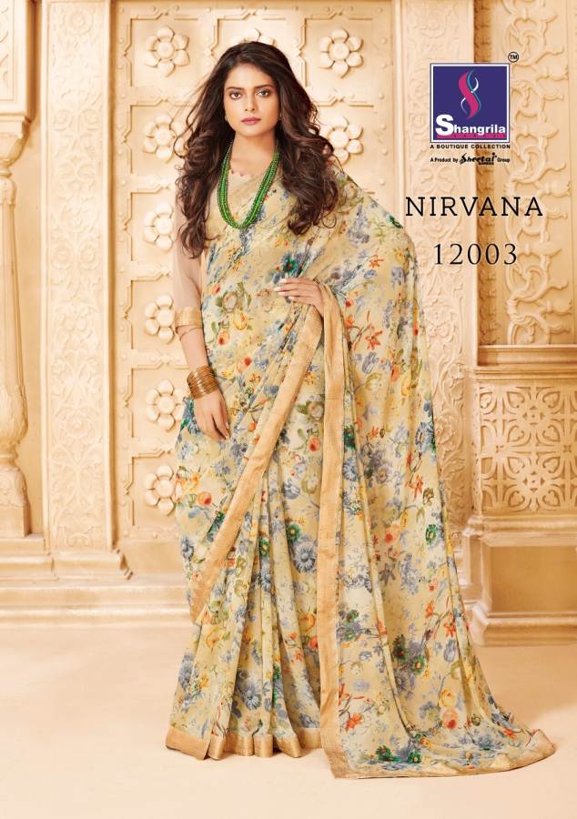Nirvana By Shangrila Printed Barasso Sarees Catalogue