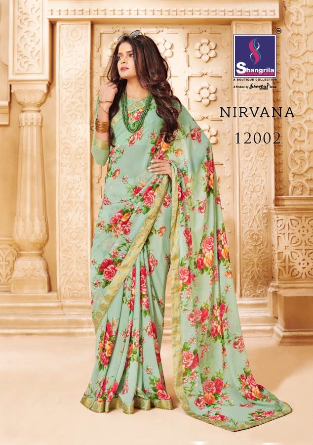 Nirvana By Shangrila Printed Barasso Sarees Catalogue