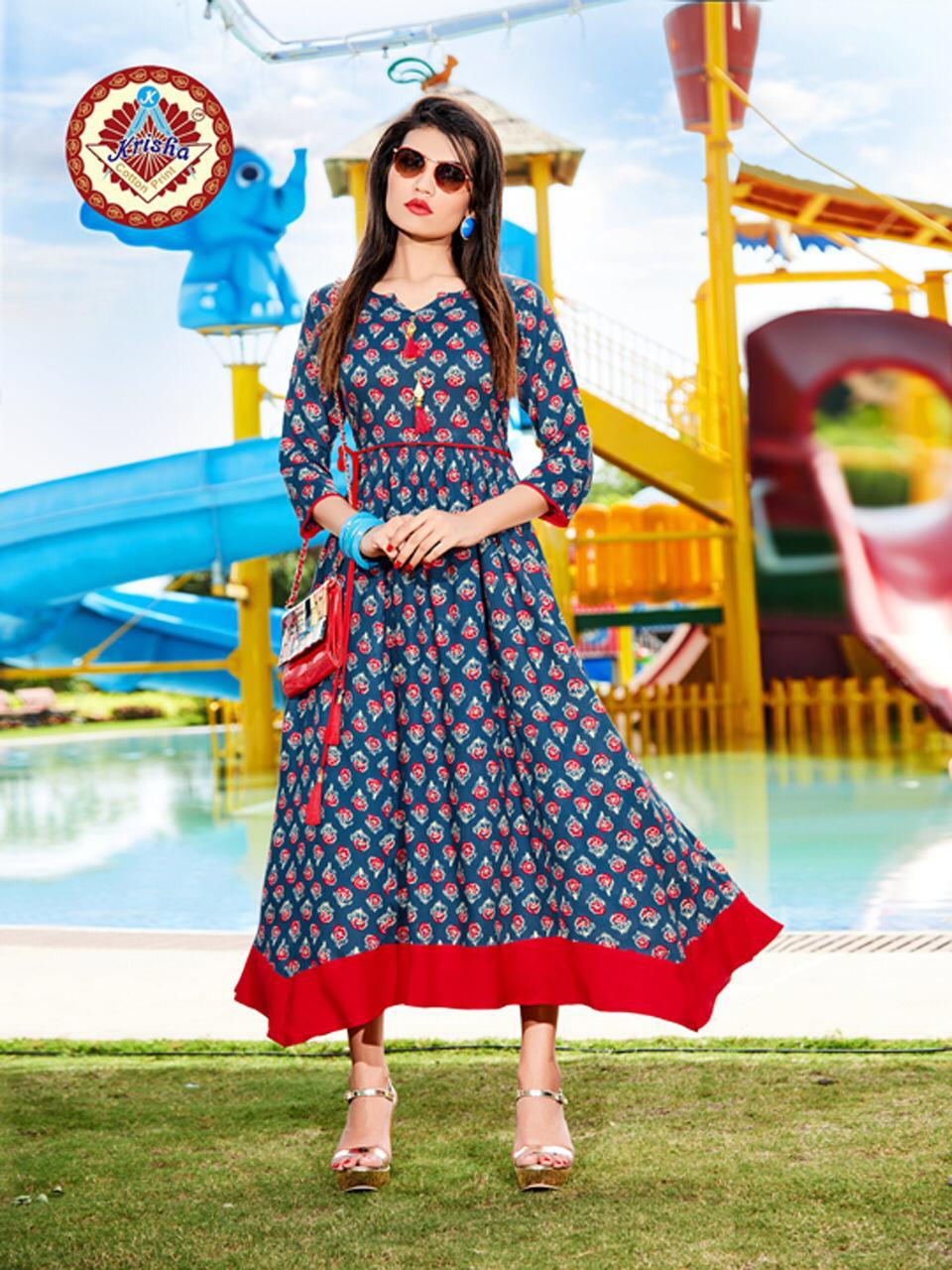 Simi Vol 2 By Krisha Fashion 14kg Heavy Rayon Party Wear Kurti Collections
