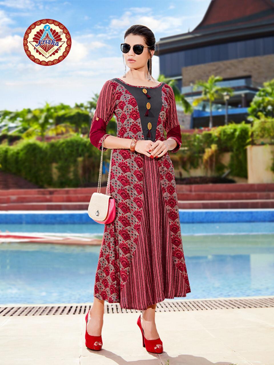 Simi Vol 2 By Krisha Fashion 14kg Heavy Rayon Party Wear Kurti Collections