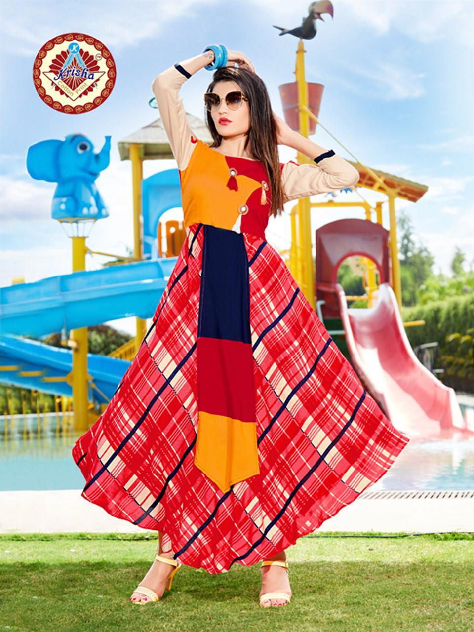 Simi Vol 2 By Krisha Fashion 14kg Heavy Rayon Party Wear Kurti Collections