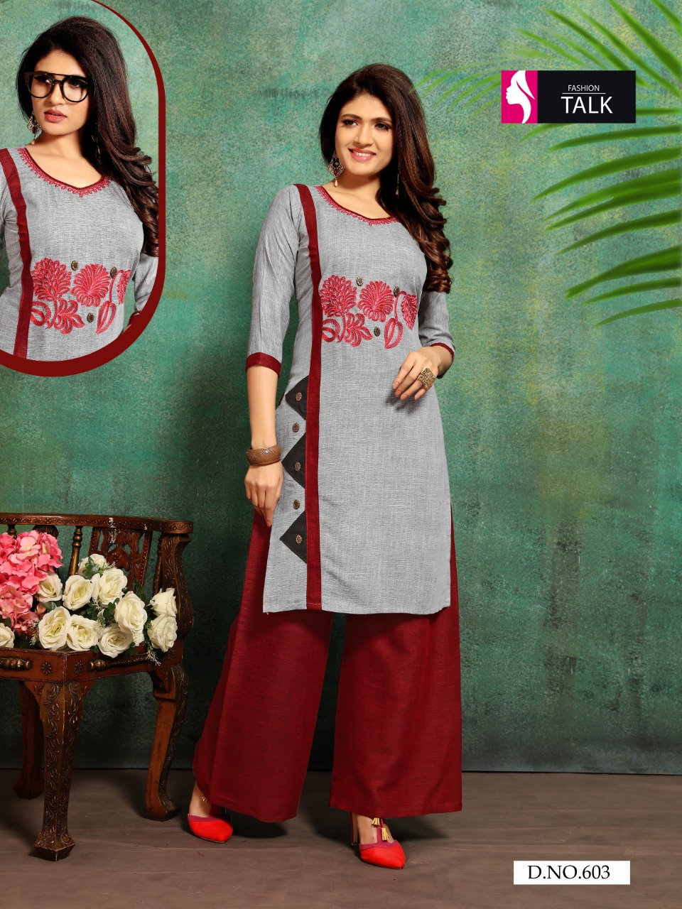 Plazzo House Vol 6 By Fashion Talk Party Wear Kurti Palazzo Catalogue