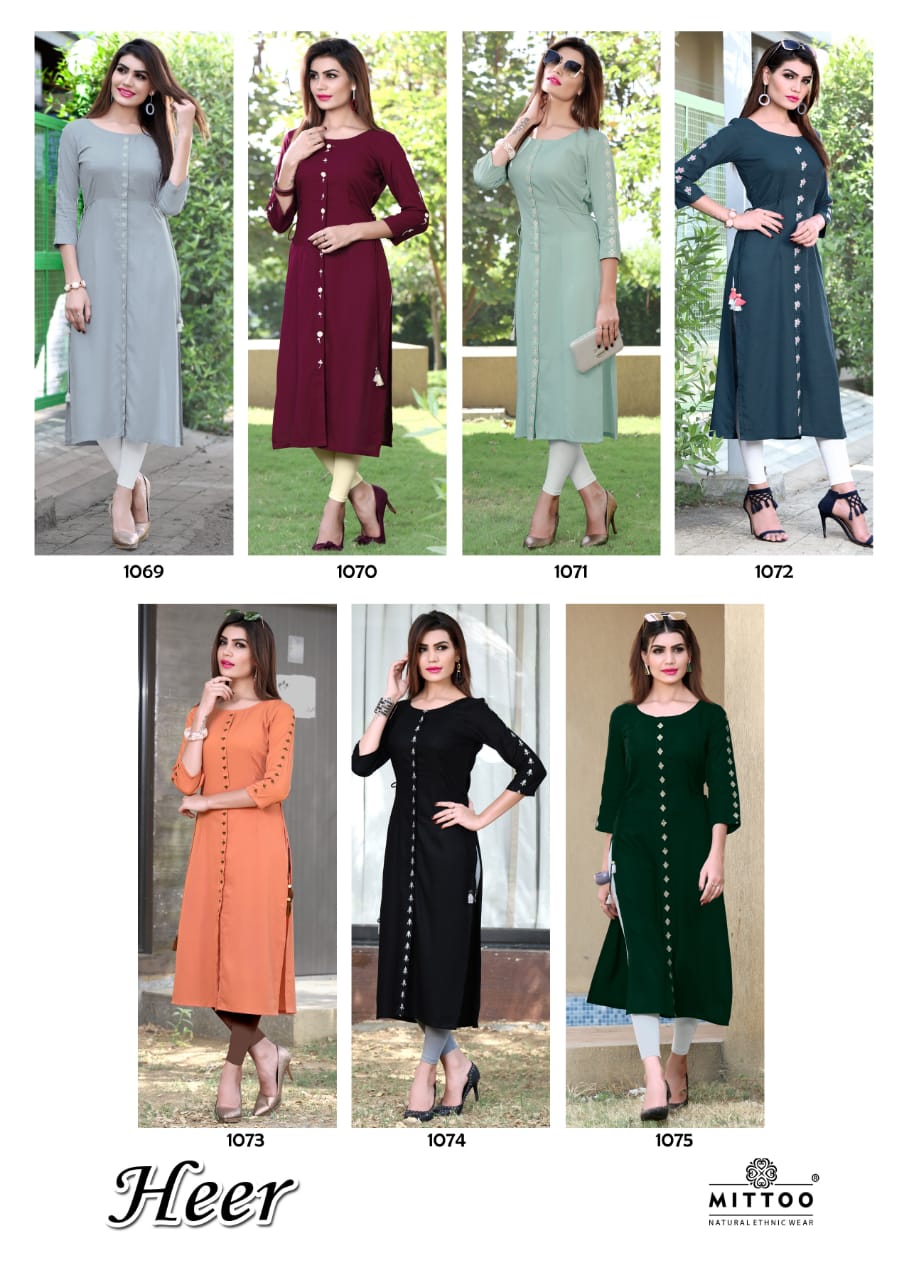 Heer  Mittoo Plain Kurti Catalogue