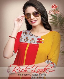 Rich Look Vol 7 Kanika  Designer Kurti Catalogue