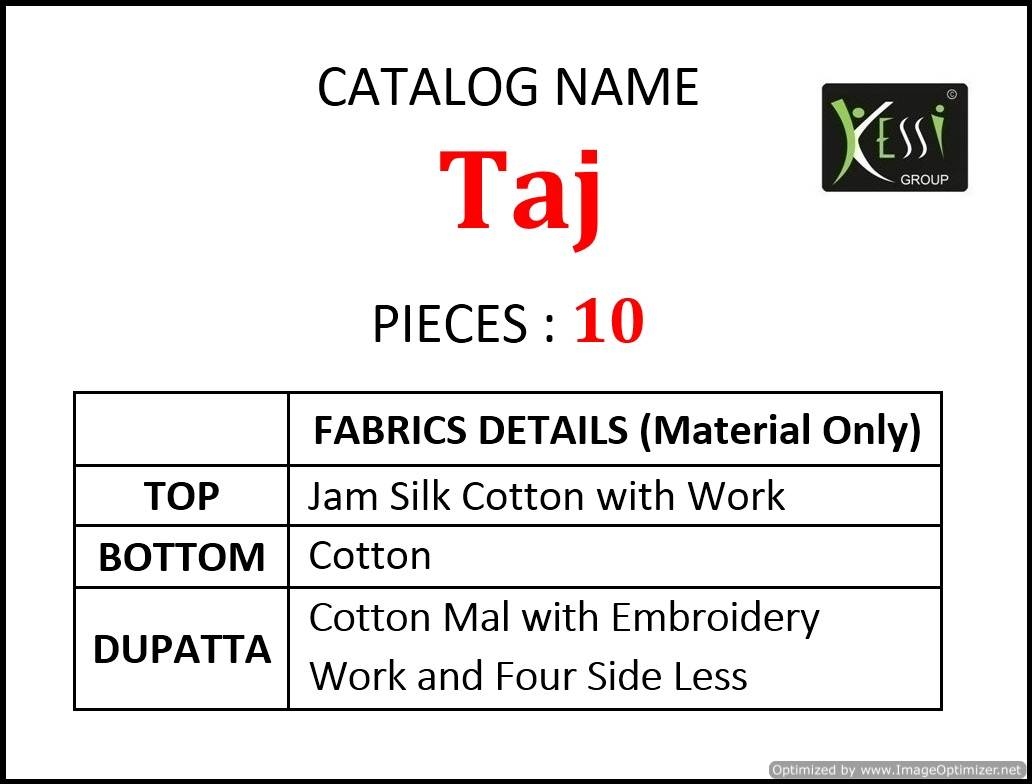 Taj By Kessi Fashion Cotton Dress Materials Catalogue