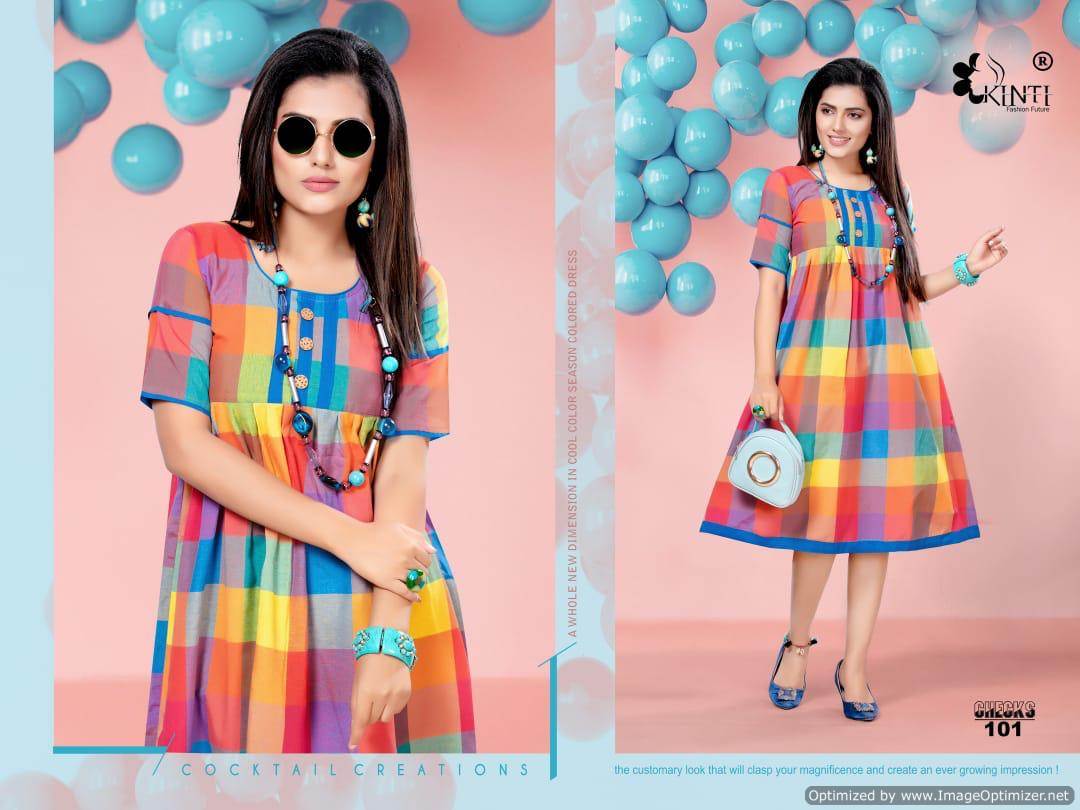 Handloom Checks By Kinti Fashion Printed Causal Wear Kurtis Catalogue