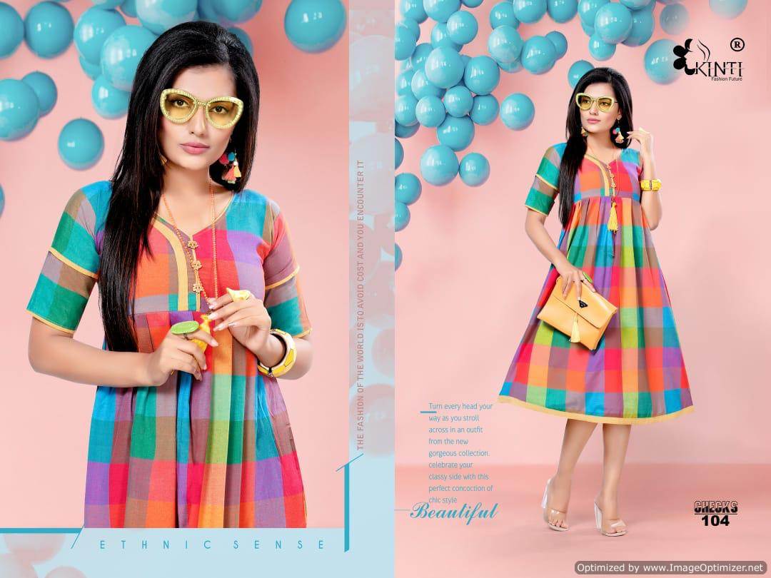 Handloom Checks By Kinti Fashion Printed Causal Wear Kurtis Catalogue