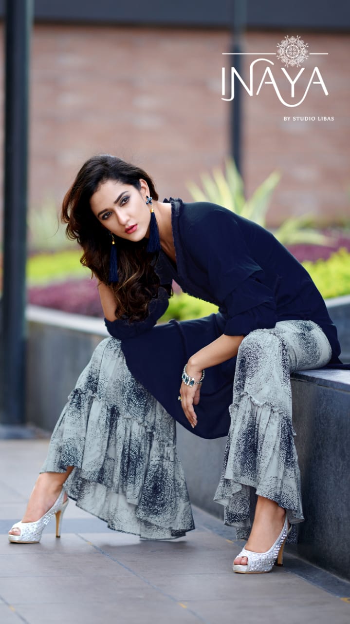 Lpc 26 By Libas Studio Plain Kurti With Printed Palazzo Catalogue
