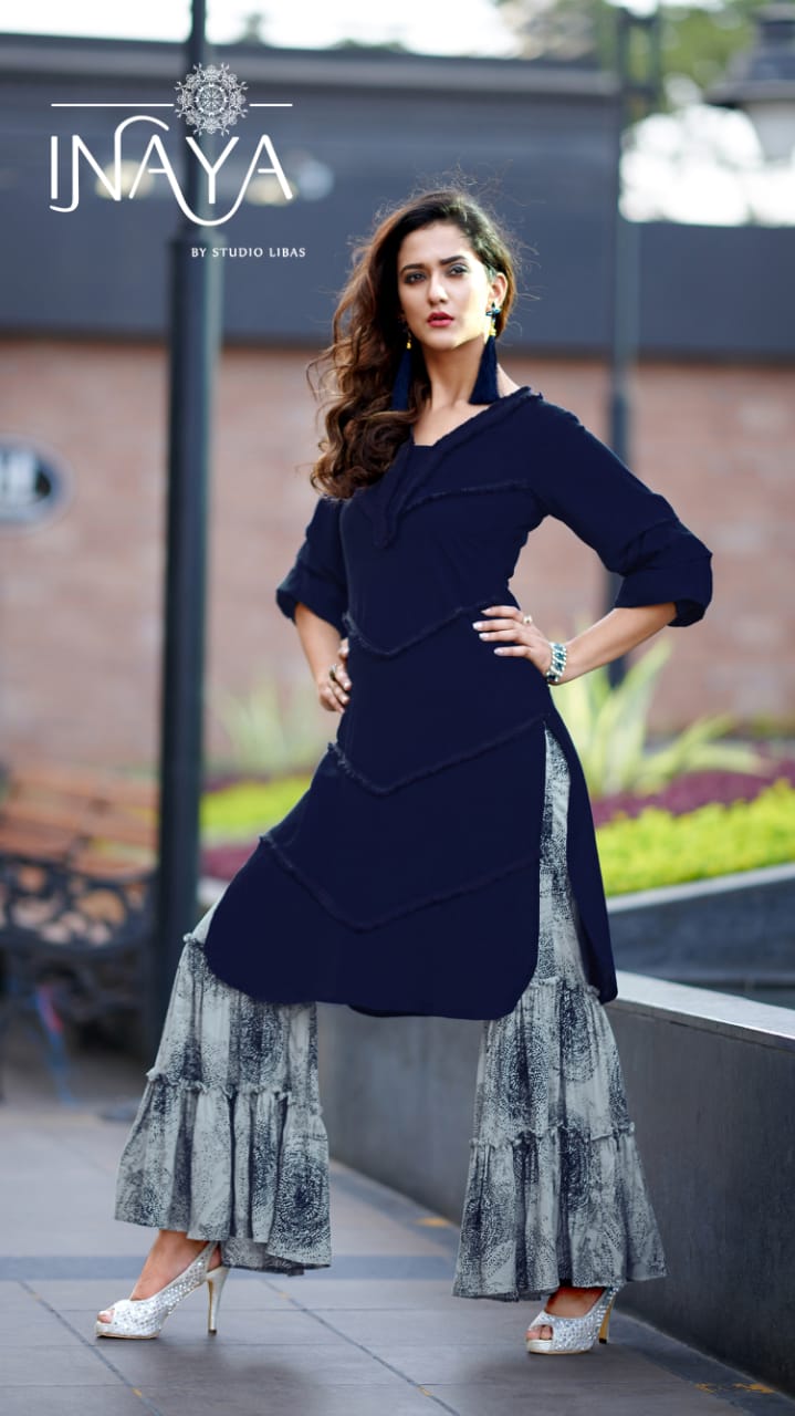Lpc 26 By Libas Studio Plain Kurti With Printed Palazzo Catalogue