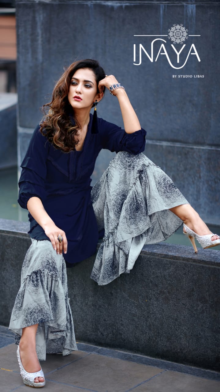 Lpc 26 By Libas Studio Plain Kurti With Printed Palazzo Catalogue