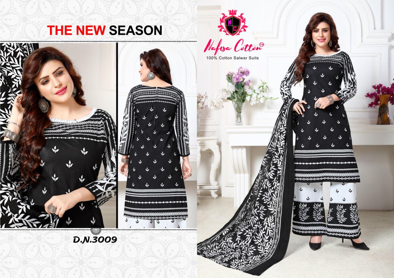 Black & White Vol 3 Nafisa Printed Cotton Dress Materials Catalogue