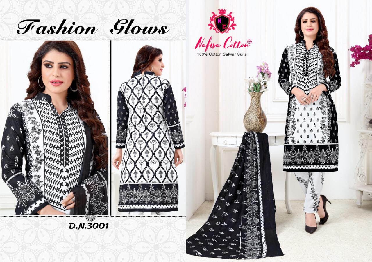 Black & White Vol 3 Nafisa Printed Cotton Dress Materials Catalogue