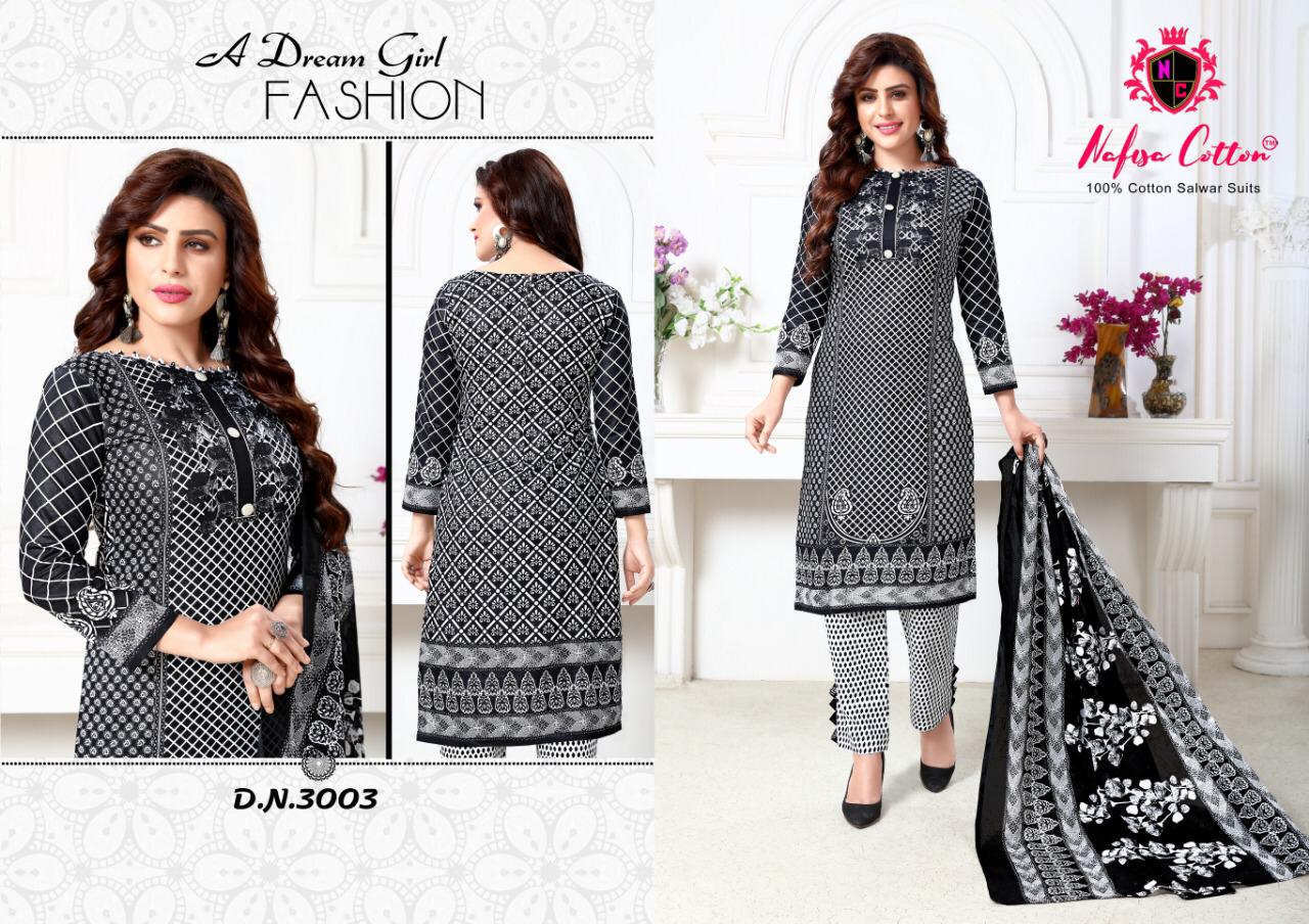 Black & White Vol 3 Nafisa Printed Cotton Dress Materials Catalogue
