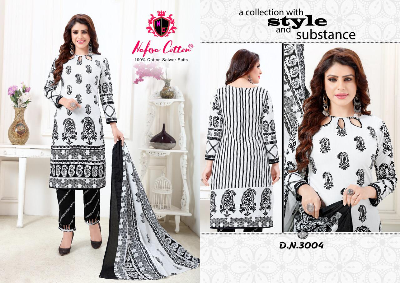 Black & White Vol 3 Nafisa Printed Cotton Dress Materials Catalogue